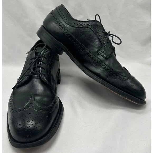 VINTAGE Alden 637 Wingtip Oxford Black Leather Dress Shoes- Truflare Sz 10.5 A/C - Picture 2 of 13